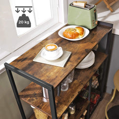 Baker's Rack with 2 Metal Mesh Baskets, Shelves and Hooks, 80 x 35 x 95 cm, Industrial Style, Rustic Brown Tristar Online