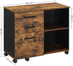 3-Drawer File Cabinet with Open Compartments for A4 Rustic Brown and Black Tristar Online