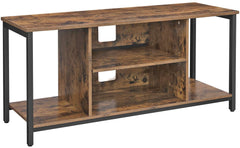 TV Console Unit with Open Storage Rustic Brown and Black Industrial Tristar Online