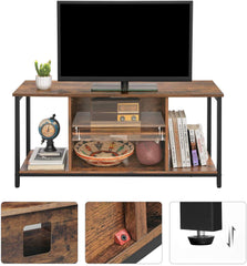 TV Console Unit with Open Storage Rustic Brown and Black Industrial Tristar Online