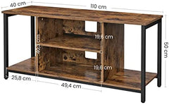 TV Console Unit with Open Storage Rustic Brown and Black Industrial Tristar Online