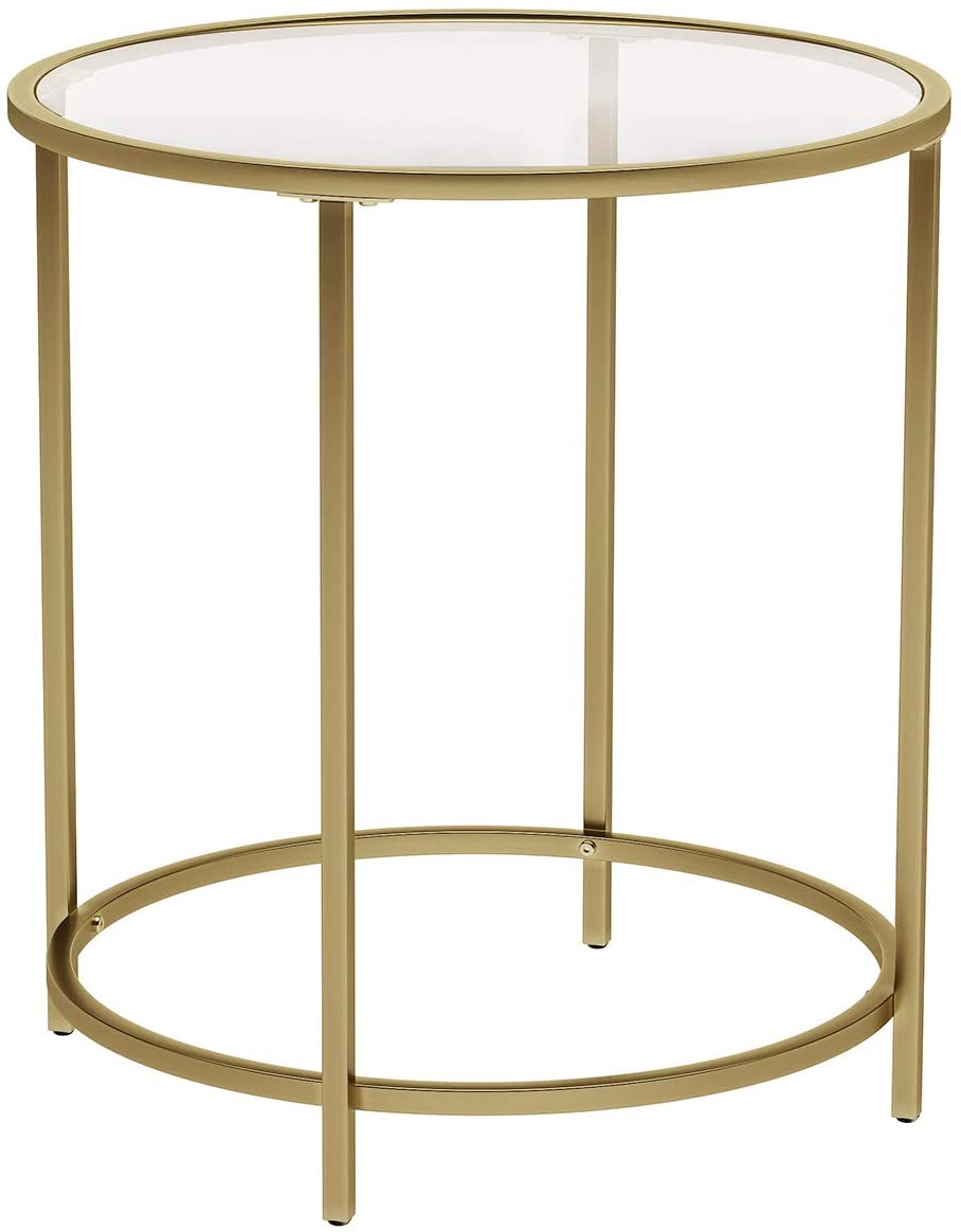 Gold Round Side Table with Golden Metal Frame Robust and Stable Tristar Online