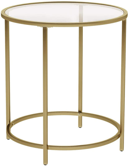 Gold Round Side Table with Golden Metal Frame Robust and Stable Tristar Online