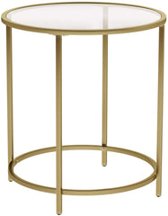 Gold Round Side Table with Golden Metal Frame Robust and Stable Tristar Online