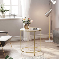 Gold Round Side Table with Golden Metal Frame Robust and Stable Tristar Online