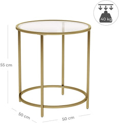 Gold Round Side Table with Golden Metal Frame Robust and Stable Tristar Online