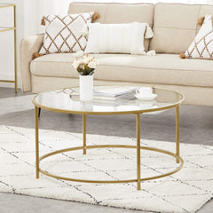 Gold Glass Table with Golden Iron Frame Stable and Robust Tempered Glass Tristar Online
