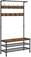 Coat Rack Stand with 9 Hooks and Shoe Rack with Industrial Style Sturdy Steel Frame Tristar Online