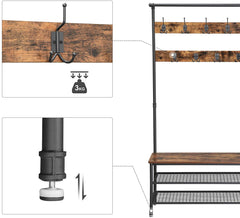 Coat Rack Stand with 9 Hooks and Shoe Rack with Industrial Style Sturdy Steel Frame Tristar Online