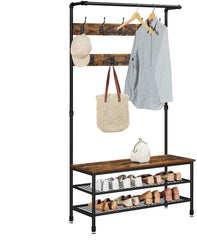 Coat Rack Stand with 9 Hooks and Shoe Rack with Industrial Style Sturdy Steel Frame Tristar Online