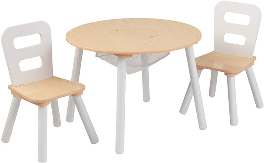 Round Table and 2 Chair Set for children (White Natural) Tristar Online