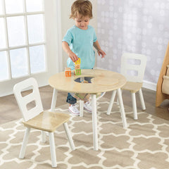 Round Table and 2 Chair Set for children (White Natural) Tristar Online