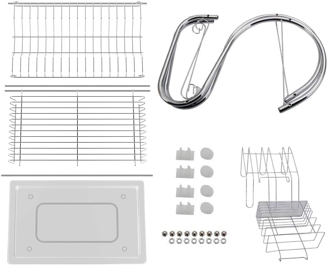 CARLA HOME 2 Tier Dish Rack with Drain Board for Kitchen Counter and Plated Chrome Dish Dryer Silver 42 x 25,5 x 38 cm Tristar Online