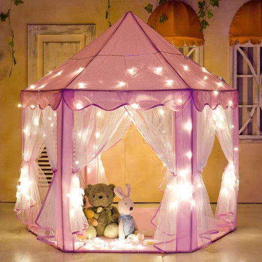Princess Indoor Playhouse Toy Play Tent for Kids Toddlers with Mat Floor and Carry Bag (Pink) Tristar Online