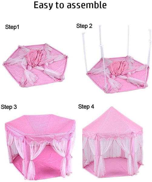 Princess Indoor Playhouse Toy Play Tent for Kids Toddlers with Mat Floor and Carry Bag (Pink) Tristar Online