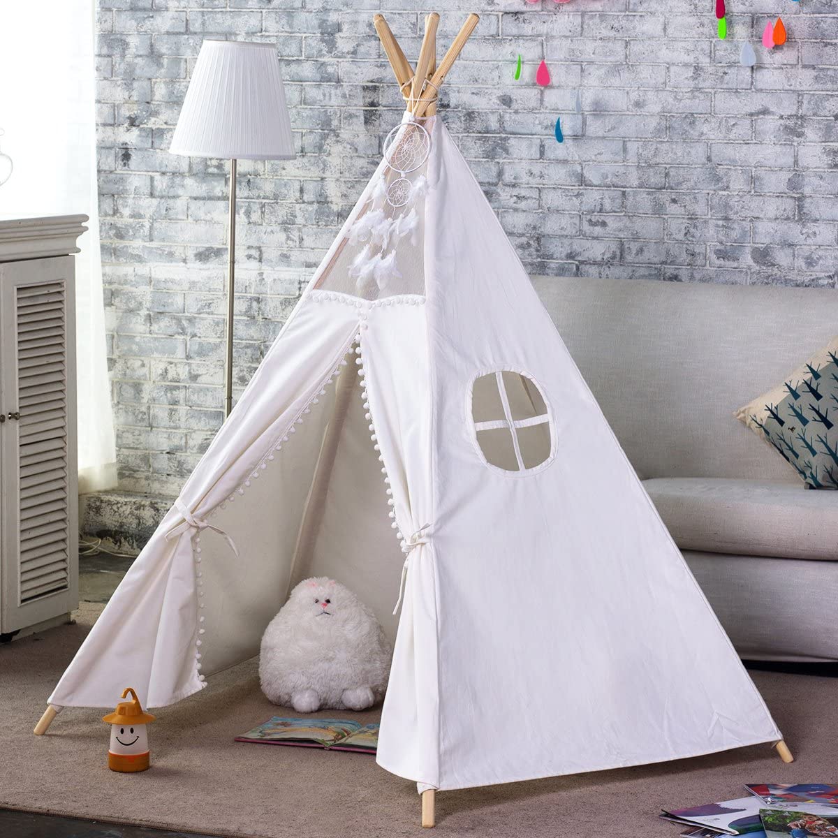 5 Poles Giant Kids Teepee Tent (Natural Canvas) Tristar Online