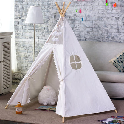 5 Poles Giant Kids Teepee Tent (Natural Canvas) Tristar Online