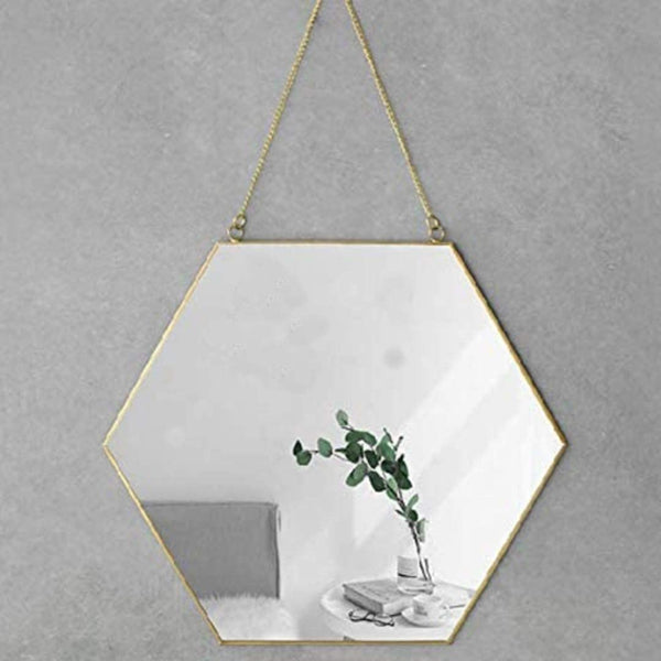 Hexagon Hanging Wall Mirror Decor (Gold Color) Tristar Online