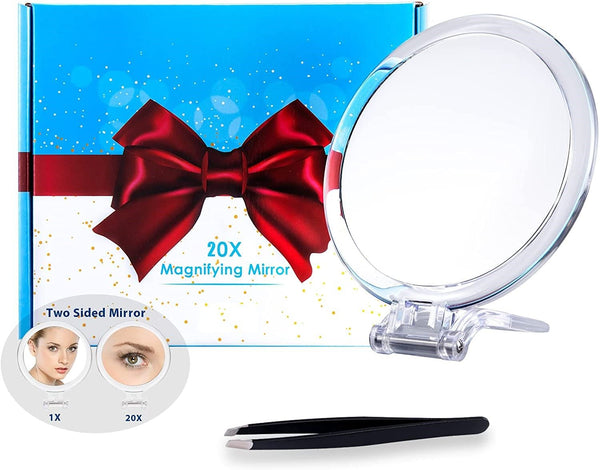 20X Magnifying Hand Mirror Two Sided Use for Makeup Application, Tweezing, and Blackhead/Blemish Removal (15 cm) Tristar Online
