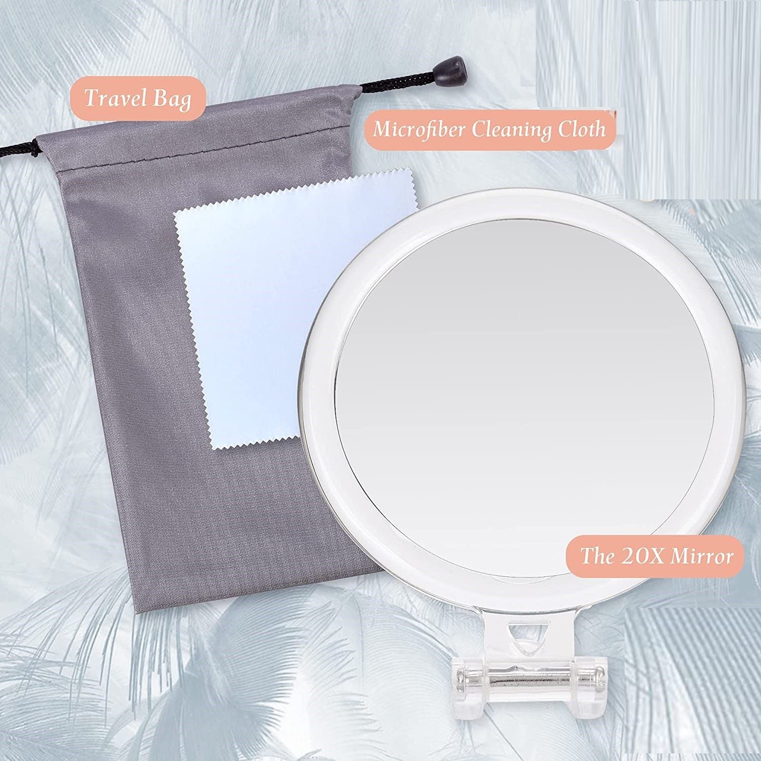 20X Magnifying Hand Mirror Two Sided Use for Makeup Application, Tweezing, and Blackhead/Blemish Removal (15 cm) Tristar Online