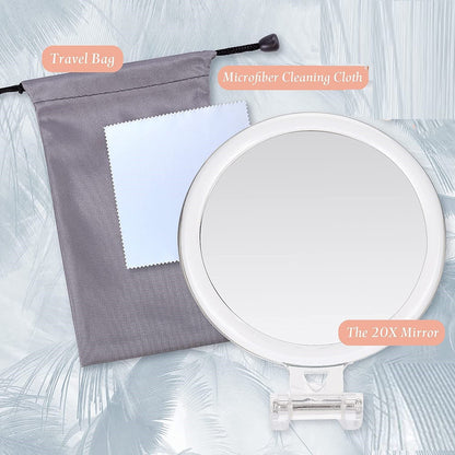 20X Magnifying Hand Mirror Two Sided Use for Makeup Application, Tweezing, and Blackhead/Blemish Removal (15 cm) Tristar Online