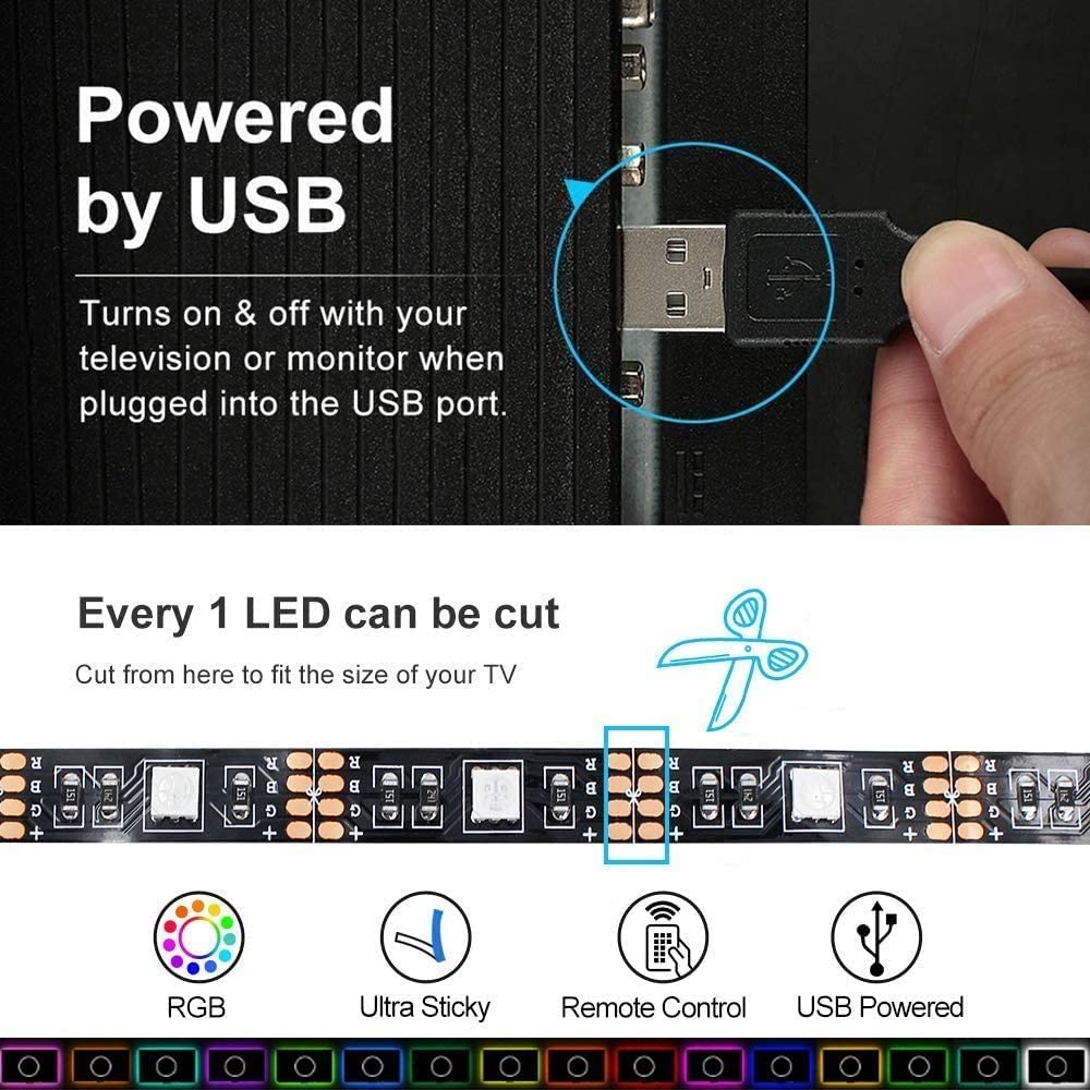 3M LED Strip Lights Rope Light for TV, Gaming and Computer (Lights Strip App with Remote Control) Tristar Online