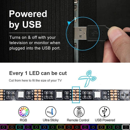 3M LED Strip Lights Rope Light for TV, Gaming and Computer (Lights Strip App with Remote Control) Tristar Online