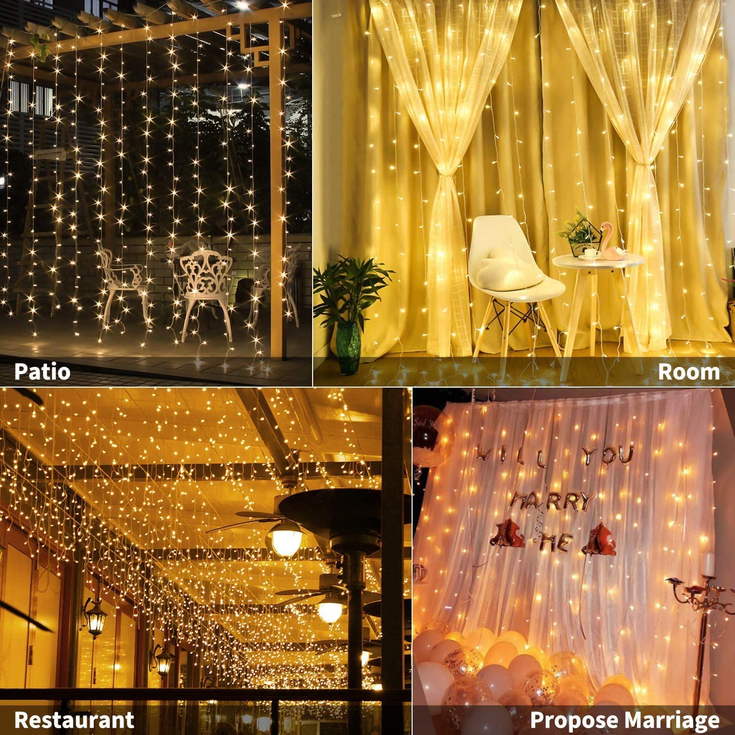 USB Powered 300 LED Curtain String Light with 8 Modes and Remote Control for Bedroom Party Wedding Decorations Tristar Online
