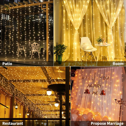 USB Powered 300 LED Curtain String Light with 8 Modes and Remote Control for Bedroom Party Wedding Decorations Tristar Online