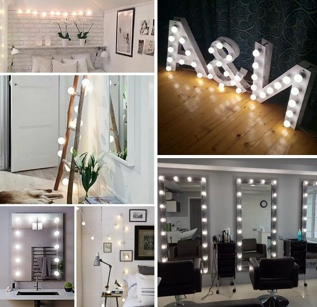 Hollywood Vanity Style LED Makeup Lights Mirror with 3 Color Modes Lights with 10 Dimmable Bulbs (Mirror Not Include) Tristar Online