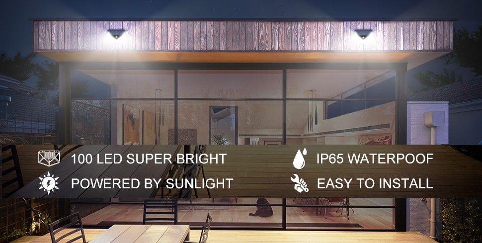 100 Waterproof LED Motion Sensor Solar Security Lights Outdoor (2pack) Tristar Online
