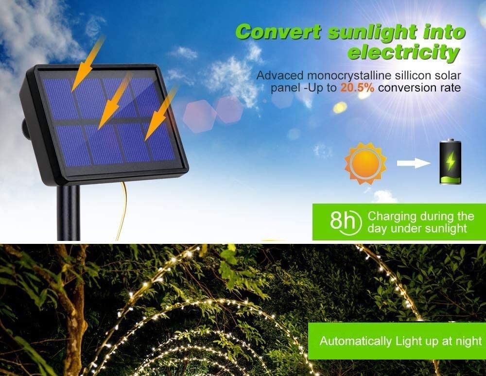 200 Waterproof LED Solar Fairy Light Outdoor with 8 Lighting Modes for Home,Garden and Decoration Tristar Online