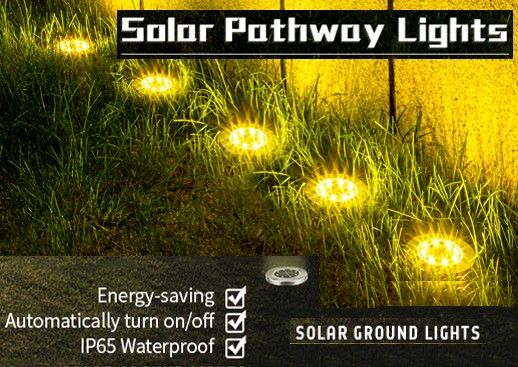 8 Pack LED Solar Pathway Lights Outdoor Solar Ground Lights (Warm White) Tristar Online