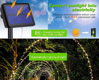 20m 200 LED Solar Powered Outdoor Lights with 8 Lighting Modes and Waterproof for Home,Garden and Decoration Tristar Online