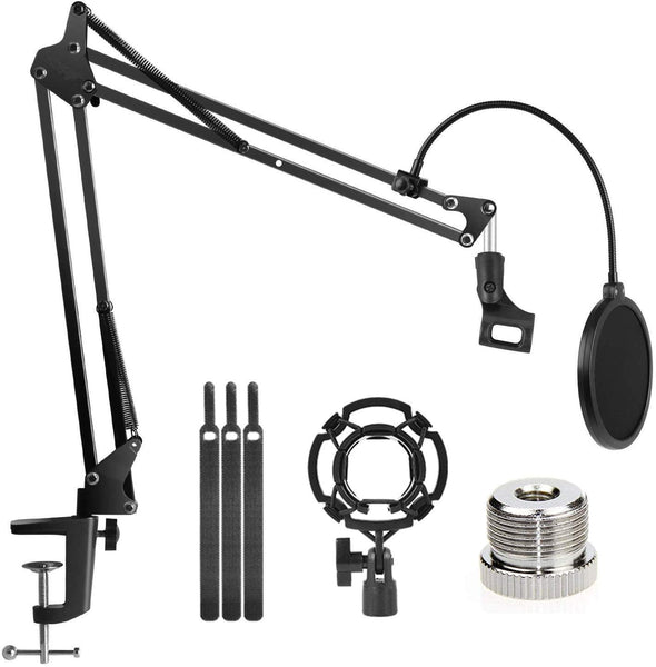 Microphone Radio Broadcasting Stand with 3/8"to 5/8" Screw Adapter and Windscreen Pop Filter Tristar Online