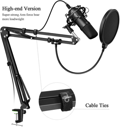 Microphone Radio Broadcasting Stand with 3/8"to 5/8" Screw Adapter and Windscreen Pop Filter Tristar Online