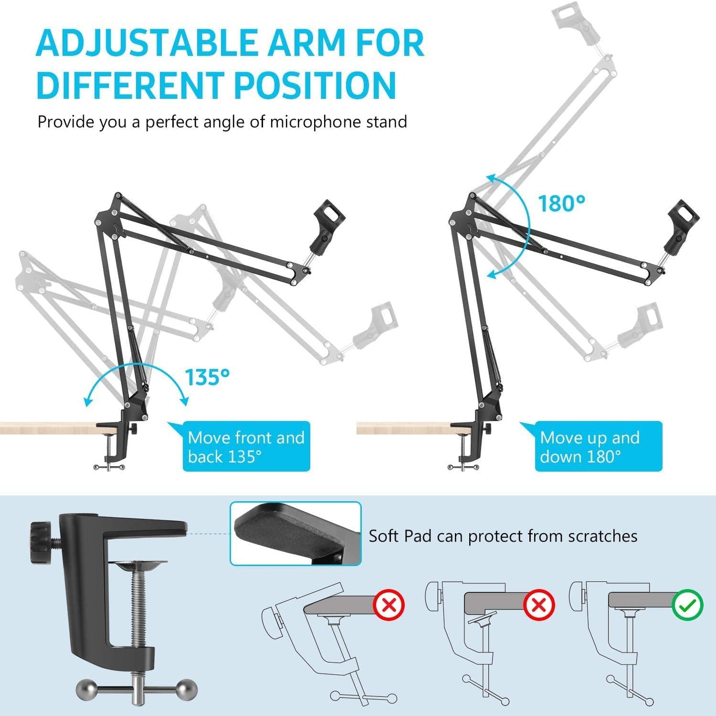 Microphone Radio Broadcasting Stand with 3/8"to 5/8" Screw Adapter and Windscreen Pop Filter Tristar Online