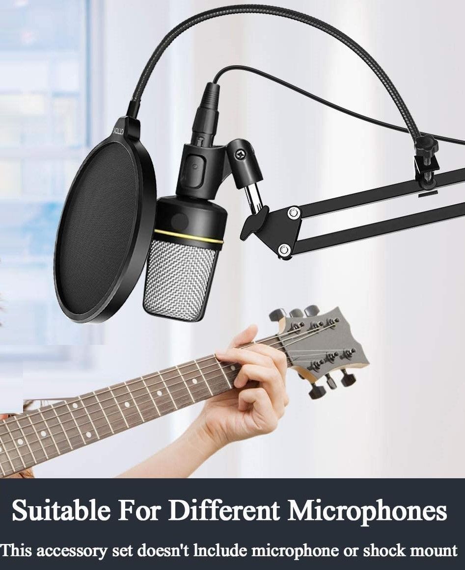 Microphone Radio Broadcasting Stand with 3/8"to 5/8" Screw Adapter and Windscreen Pop Filter Tristar Online