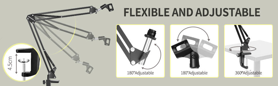 Microphone Radio Broadcasting Stand with 3/8"to 5/8" Screw Adapter and Windscreen Pop Filter Tristar Online
