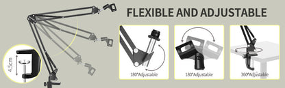 Microphone Radio Broadcasting Stand with 3/8"to 5/8" Screw Adapter and Windscreen Pop Filter Tristar Online