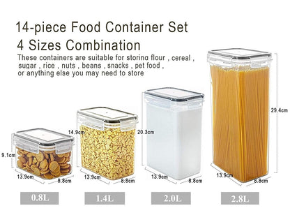 14 Pieces Airtight Food Storage and BPA Free Plastic with Easy Lock Black Lids Labels for Kitchen Tristar Online