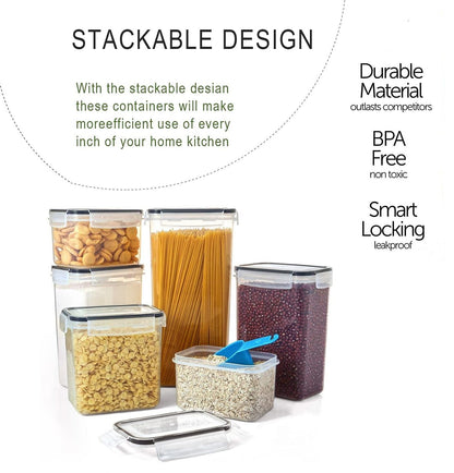 14 Pieces Airtight Food Storage and BPA Free Plastic with Easy Lock Black Lids Labels for Kitchen Tristar Online