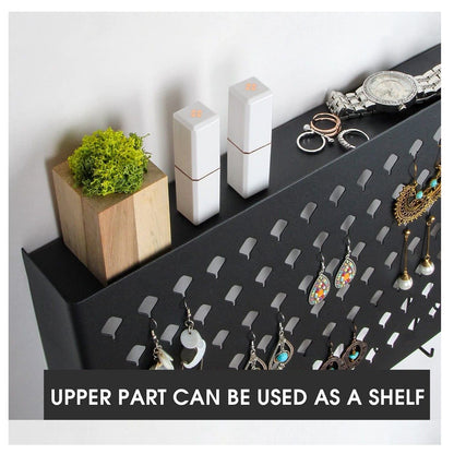 Wall Mount Earring Jewelry Hanger Organizer Holder with 109 Holes and 19 Hooks (Black) Tristar Online