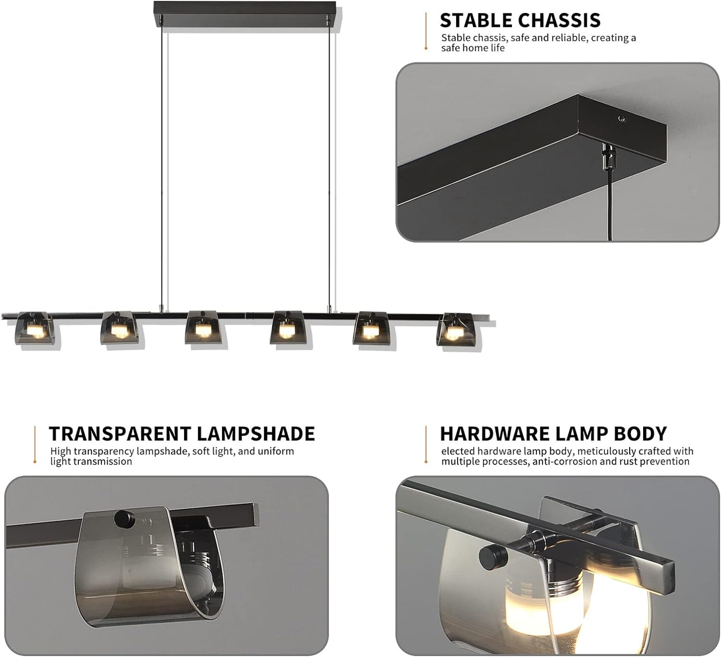 Modern LED Chandelier, 6 Lights, 48W Tristar Online