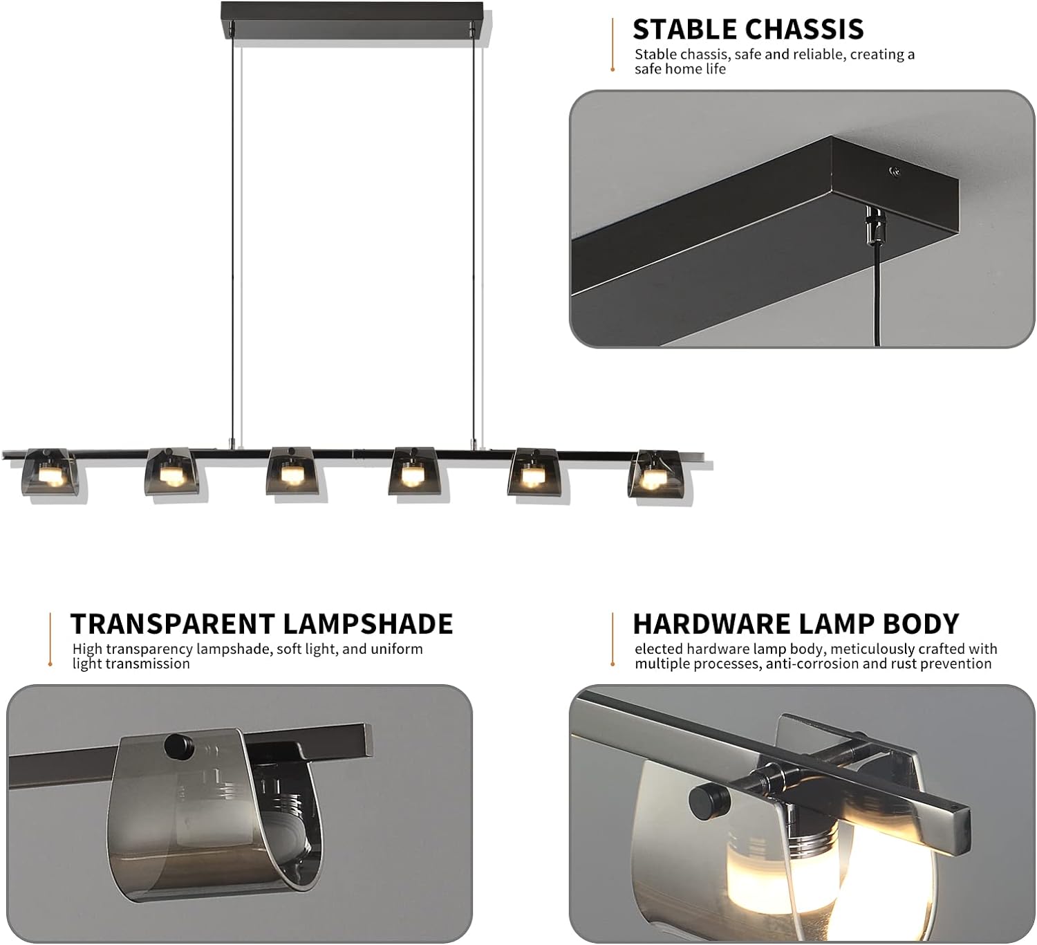 Modern LED Chandelier, 6 Lights, 48W Tristar Online