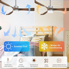 Modern Ceiling Fan with Lights, Remote, Brown Tristar Online