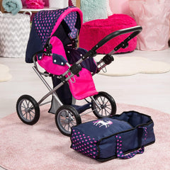 Baby Doll City Star Pram in Polka Dots, Blue and Pink Tristar Online