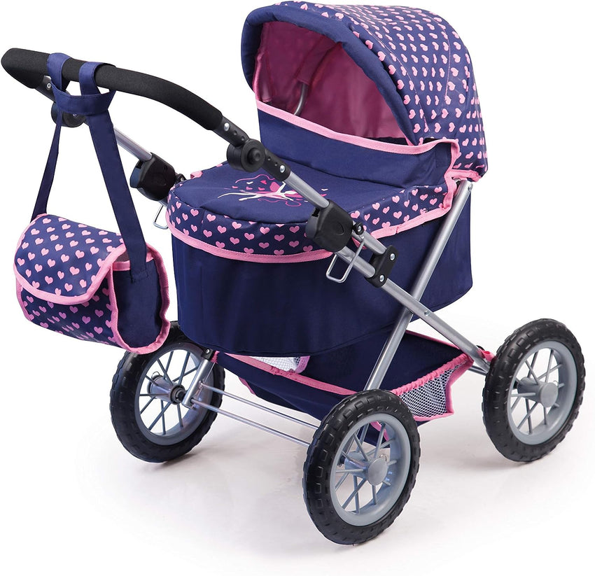 Trendy Dolls Pram, Foldable with Height-Adjustable Handle, Blue and Pink Tristar Online