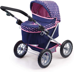 Trendy Dolls Pram, Foldable with Height-Adjustable Handle, Blue and Pink Tristar Online