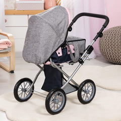 City Star Doll's Pram Bag, Denim Grey and Blue Tristar Online